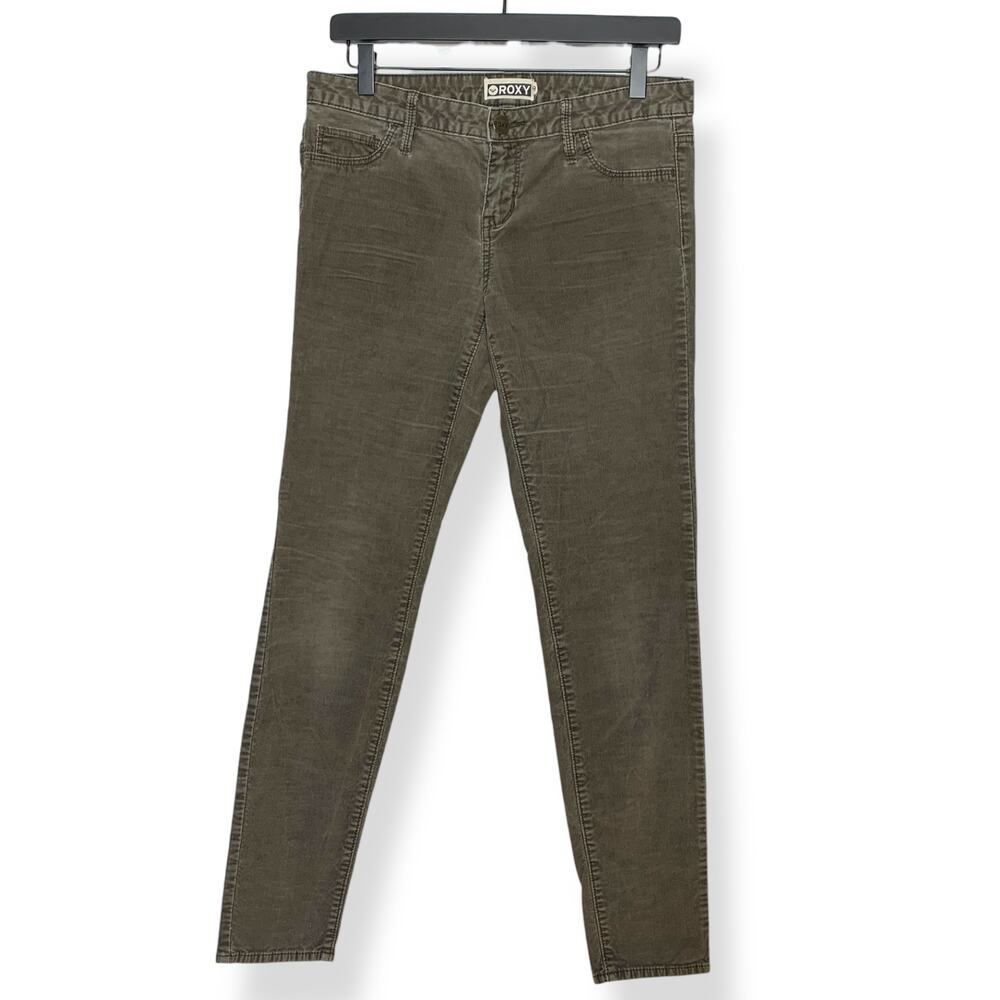 Roxy women's olive green low rise skinny fit corduroy pants US 9